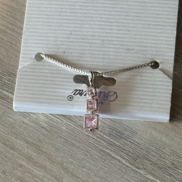 Pink Cubic Zirconia Sterling Silver Necklace - Picture 3 of 3